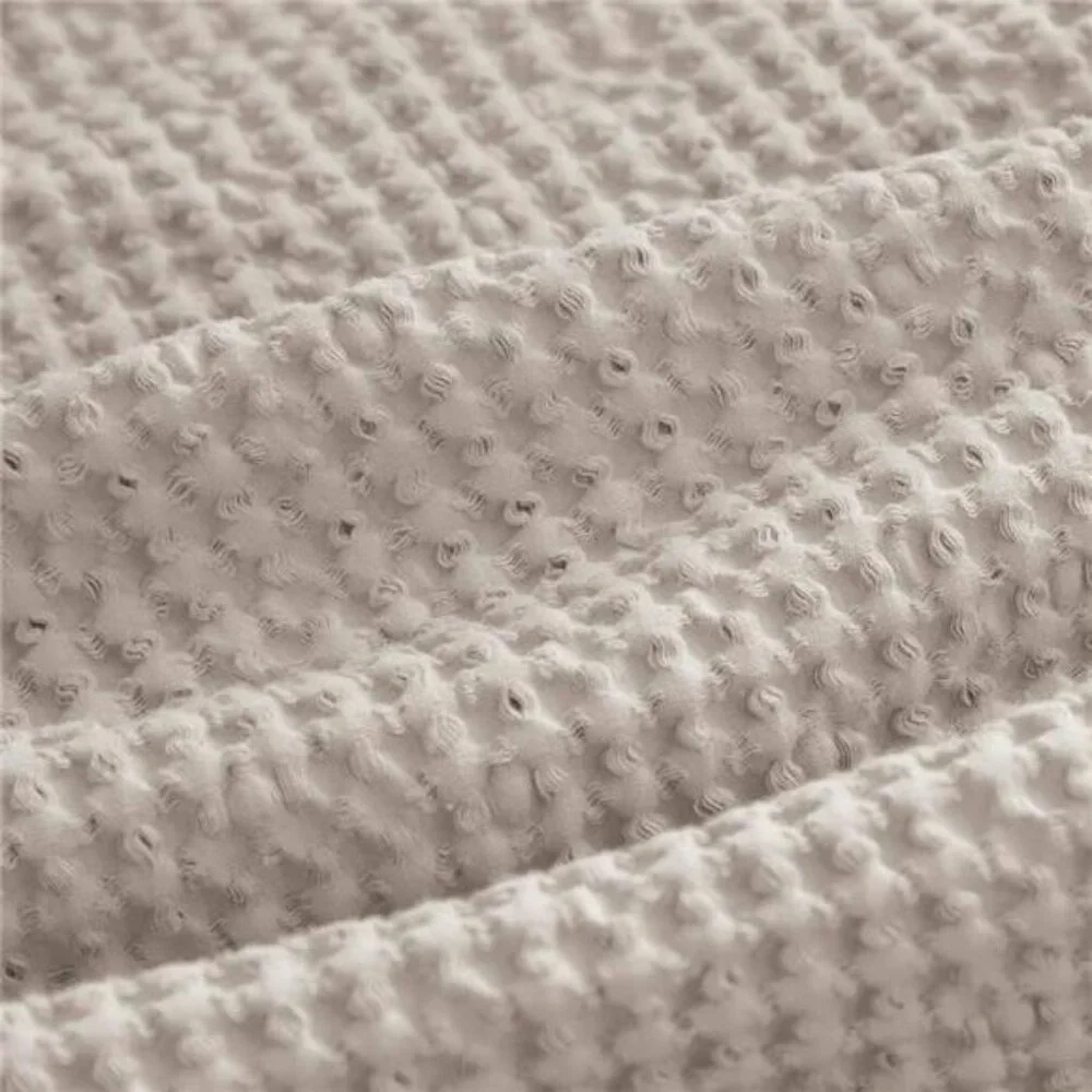 NEW West Elm Beige Waffle Weave Queen King 100% Cotton Bedding Duvet & Sham Set